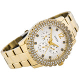 Buy Shop Guess Dazzler Diamonds Silver Dial Gold Steel Strap Watch for Women - W0335L2 USA Online