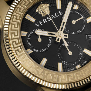Buy Shop Versace Greca Action Chronograph Black Dial Gold Steel Strap Watch For Men - VE3J00622 USA Online