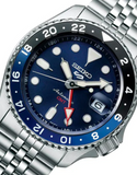 Seiko 5 Sports GMT SKX Automatic Blueberry Dial Silver Steel Strap Watch For Men - SSK003K1