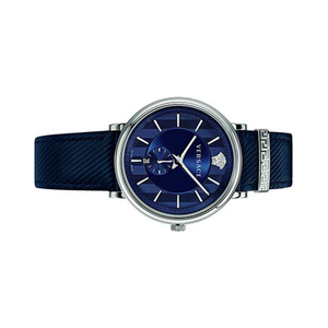 Buy Shop Versace Manifesto Quartz Blue Dial Blue Leather Strap Watch For Men - VBQ01017 USA Online