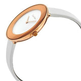 Calvin Klein Chic White Dial White Leather Strap Watch for Women - K7N236K2