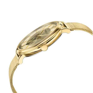 Buy Shop Versace V Circle Quartz Gold Dial Gold Mesh Bracelet Watch For Men - VBP07017 USA Online