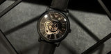 Buy Shop Emporio Armani Luigi Automatic Skeleton Black Dial Black Leather Strap Watch For Men - AR60012 USA Online