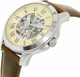 Buy Shop Fossil Grant Automatic Beige Skeleton Dial Brown Leather Strap Watch for Men - ME3099 USA Online