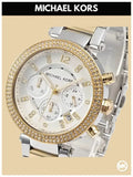 Buy Shop Michael Kors Parker Chronograph Silver Dial Two Tone Steel Strap Watch For Women - MK5687 USA Online