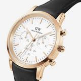 Buy Shop Daniel Wellington Iconic Chronograph Sheffield White Dial Black Leather Strap Watch For Men - DW00100646 USA Online
