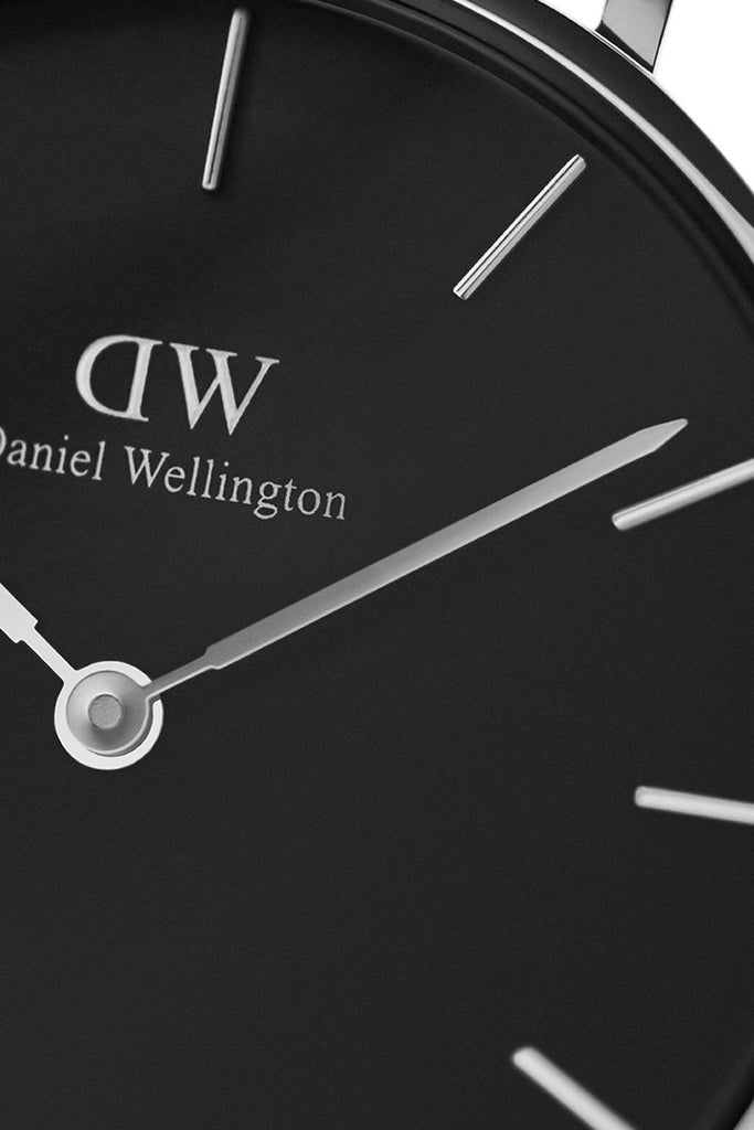 Buy Shop Daniel Wellington Petite Sterling Black Dial Silver Mesh Bracelet Watch For Women - DW00100304 USA Online