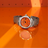 Maurice Lacroix Aikon Automatic Date Orange Dial Silver Steel Strap Watch For Men - AI6008-SS00F-530-E