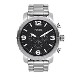 Buy Shop Fossil Nate Chronograph Black Dial Silver Steel Strap Watch for Men - JR1353 USA Online