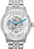 Buy Shop Fossil Townsman Automatic Skeleton Silver Dial Silver Steel Strap Watch for Men - ME3044 USA Online