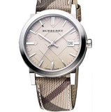 Buy Shop Burberry The City Grey Dial Checked Grey Leather Strap Watch for Women - BU9118 USA Online