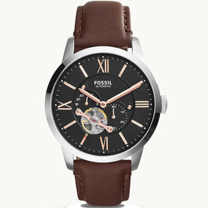 Buy Shop Fossil Townsman Automatic Black Dial Brown Leather Strap Watch for Men - ME3061 USA Online