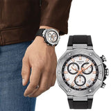 Tissot T Race Chronograph White Dial Black Rubber Strap Watch For Men - T141.417.17.011.00