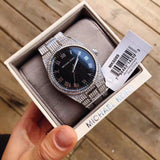 Buy Shop Michael Kors Channing Diamonds Black Dial Silver Steel Strap Watch for Women - MK6089 USA Online