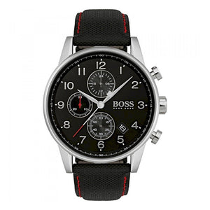 Buy Shop Hugo Boss Navigator Black Dial Black Leather Strap Watch for Men - 1513535 USA Online