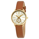 Buy Shop Michael Kors Portia Quartz White Dial Brown Leather Strap Watch For Women - MK2734 USA Online