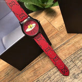 Gucci G Timeless Ghost Red Dial Red Leather Strap Watch For Men - YA1264023