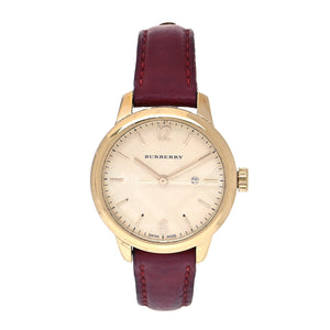 Buy Shop Burberry The Classic Gold Dial Red Leather Strap Watch for Women - BU10102 USA Online