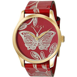 Buy Shop Gucci G Timeless Quartz Red Dial Red Leather Strap Watch For Women - YA1264054 USA Online