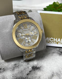 Michael Kors Wren Chronograph Crystals Silver Two Tone Steel Strap Watch for Women - MK6953