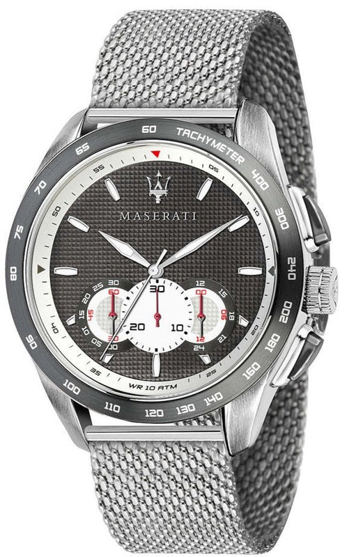 Buy Shop Maserati Traguardo Chronograph Black Dial Silver Mesh Bracelet Watch For Men - R8873612008 USA Online