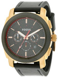 Buy Shop Fossil Machine Chronograph Black Dial Black Leather Strap Watch for Men - FS5120 USA Online