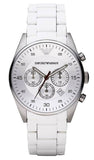 Buy Shop Emporio Armani Sport Chronograph White Dial White Silicone Strap Watch For Men - AR5859 USA Online