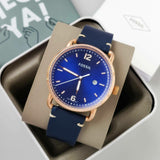 Buy Shop Fossil The Commuter Blue Dial Blue Leather Strap Watch for Men - FS5274 USA Online