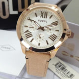 Buy Shop Fossil Cecile White Dial Beige Leather Strap Watch for Women - AM4532 USA Online