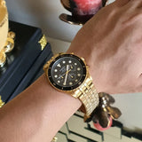 Buy Shop Fossil FB-01 Chronograph Black Dial Gold Steel Strap Watch for Men - FS5836 USA Online