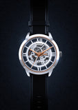 Buy Shop Fossil Townsman Automatic Skeleton Silver Dial Black Leather Strap Watch for Men - ME3041 USA Online