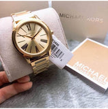 Buy Shop Michael Kors Hartman Quartz Gold Dial Gold Steel Strap Watch For Women - MK3490 USA Online