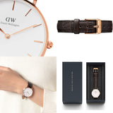 Buy Shop Daniel Wellington Classic Petite York White Dial Brown Leather Strap Watch For Women - DW00100176 USA Online