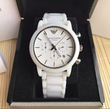 Buy Shop Emporio Armani Luigi Chronograph Ceramic White Dial White Ceramic Strap Watch For Men - AR1499 USA Online