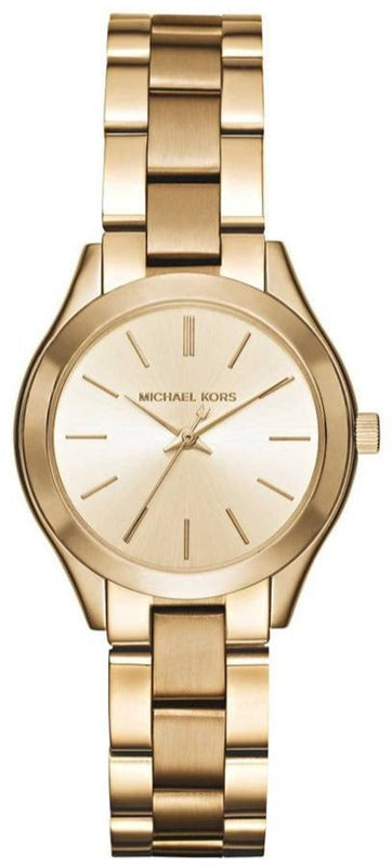 Buy Shop Michael Kors Mini Runway Slim Gold Dial Gold Steel Strap Watch for Women - MK3512 USA Online
