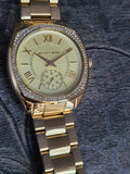 Buy Shop Michael Kors Byrn Quartz Gold Dial Gold Steel Strap Watch For Women - MK6134 USA Online
