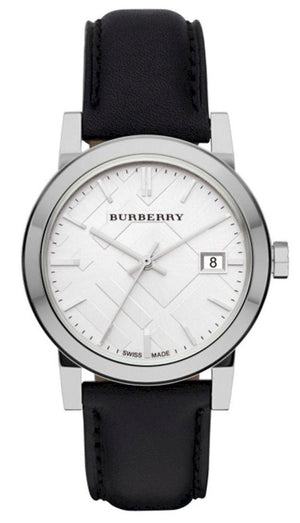 Buy Shop Burberry The City Silver Dial Black Leather Strap Watch for Women - BU9106 USA Online