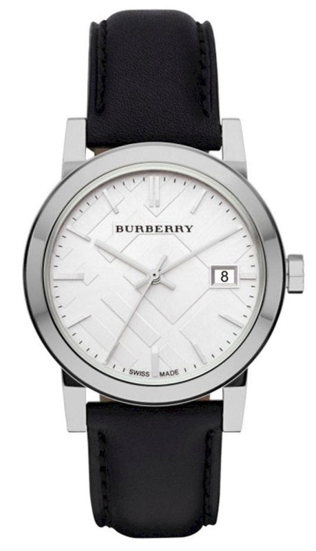 Buy Shop Burberry The City Silver Dial Black Leather Strap Watch for Women - BU9106 USA Online