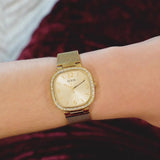 Buy Shop Guess Tapestry Diamonds Gold Dial Gold Mesh Bracelet Watch for Women - GW0354L2 USA Online