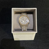 Buy Shop Michael Kors Ritz Three-Hand Glitz Crystals Gold Dial Gold Steel Strap Watch for Women - MK6747 USA Online