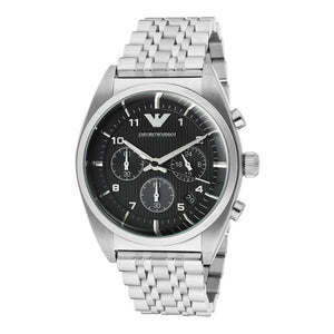 Buy Shop Emporio Armani Franco Black Dial Silver Steel Strap Watch For Men - AR0373 USA Online