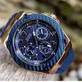 Guess Legacy Chronograph Blue Dial Blue Rubber Strap Watch For Men - W1049G9