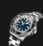 Breitling Superocean Automatic 44mm Blue Dial Silver Steel Strap Watch for Men - A17376211C1A1