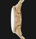 Buy Shop Michael Kors Ritz Three-Hand Glitz Crystals Gold Dial Gold Steel Strap Watch for Women - MK6747 USA Online