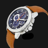 Buy Shop Michael Kors Ryker Chronograph Analog Blue Dial Brown Leather Strap Watch For Men - MK8518 USA Online