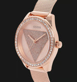 Buy Shop Guess Tri Glitz Quartz Diamonds Rose Gold Dial Rose Gold Mesh Bracelet Watch For Women - W1142L4 USA Online