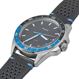 Buy Shop Fossil Sport 54 Day Date Black Dial Black Leather Strap Watch for Men - FS5321 USA Online