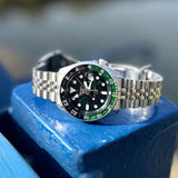 Seiko 5 Sports SKX GMT Automatic Green Dial Silver Steel Strap Watch For Men - SSK035K1