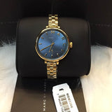 Marc Jacobs Sally Blue Dial Gold Stainless Steel Strap Watch for Women - MBM3366