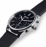 Buy Shop Hugo Boss Time One Chronograph Black Dial Black Leather Strap Watch for Men - 1513430 USA Online